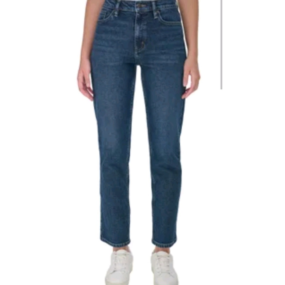 Calvin Klein Women's High Rise Straight Leg Ankle Jeans Dark Blue Size 16